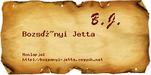 Bozsányi Jetta névjegykártya